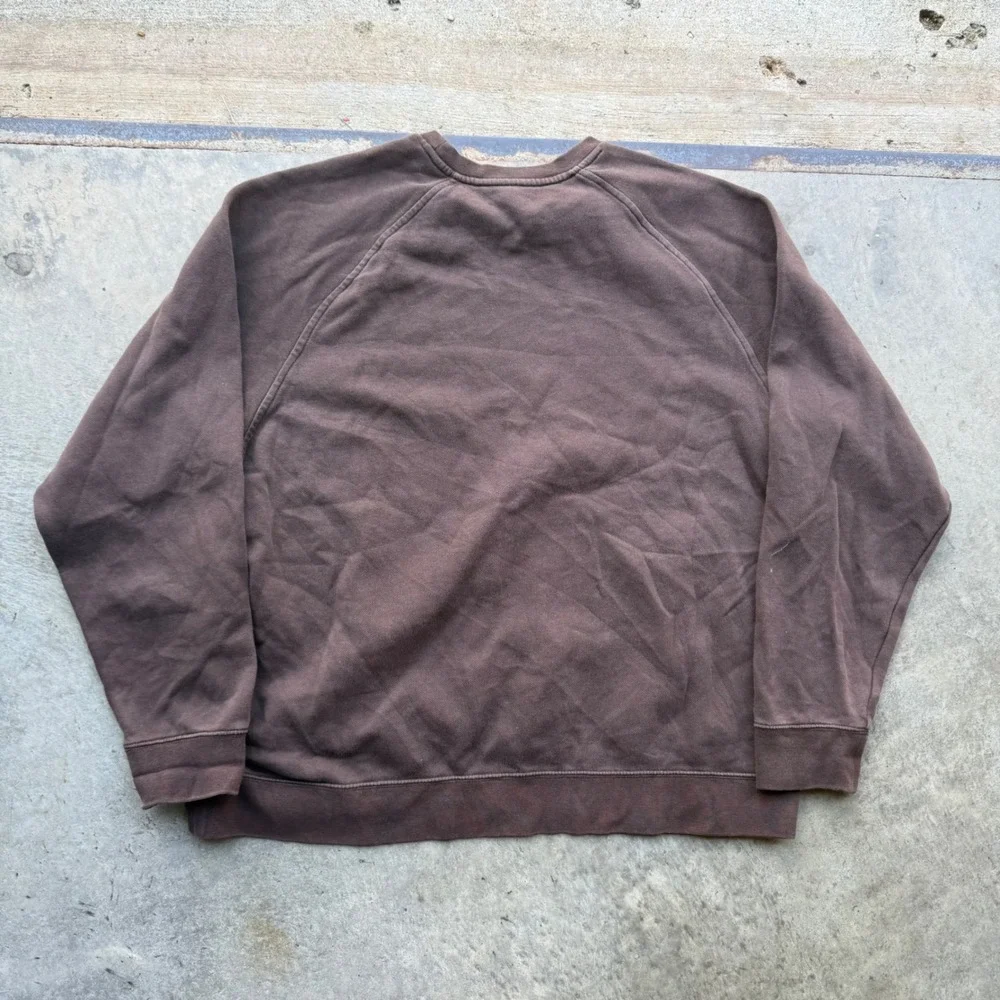 Y2K Nike XL Brown Crewneck Sweatshirt Raglan Swoosh Faded Vintage Style